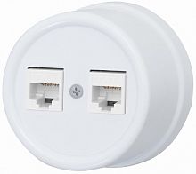 Розетка-ретро компьютерная керамика Bironi Лизетта 2-м. RJ45+RJ45 5е белый картинка